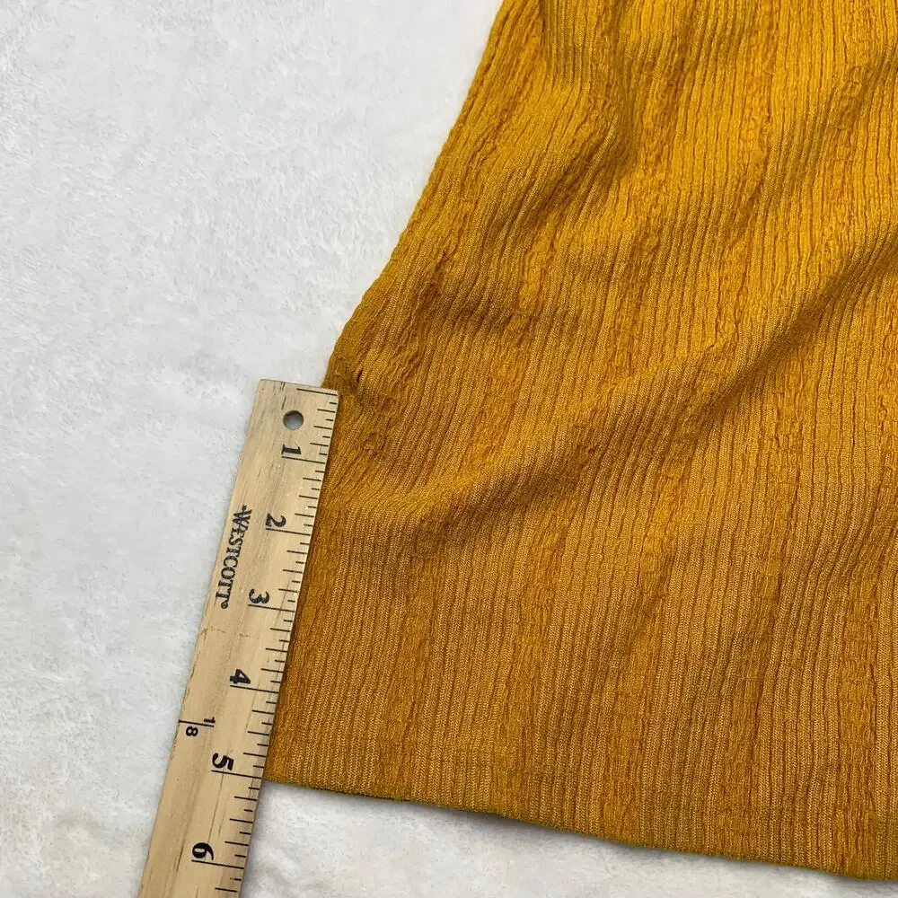 Free People FP Beach Midi Dress sz XS Collared Gold Yellow Long Sleeve *FLAW